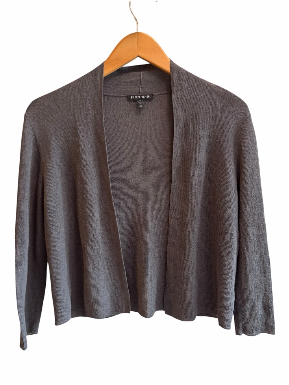 EILEEN FISHER Gray Cropped Open Cardigan Italian Yarn XS